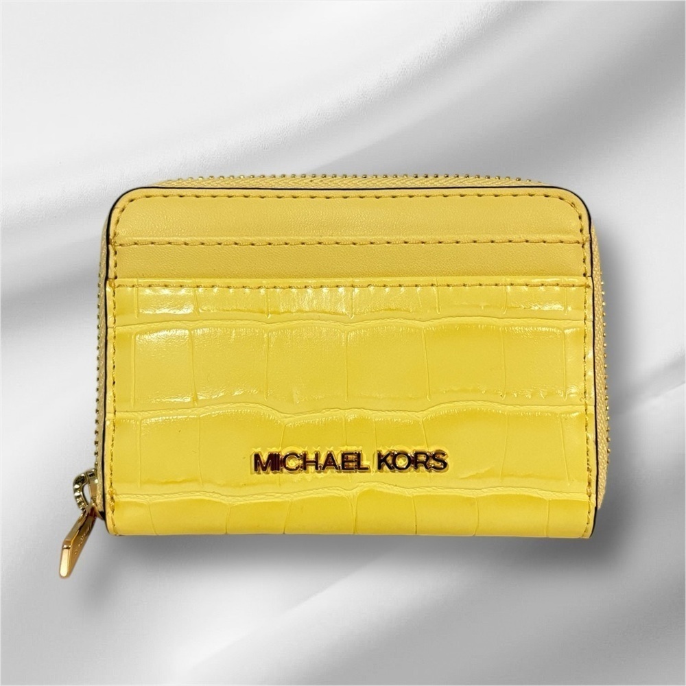 Michael Kors : Jet Set Travel - Embossed Card Case Wallet Exotic Buttercup | NWT - Picture 2 of 9